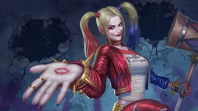 Harley Quinn Menggunakan Palu 4K wallpaper