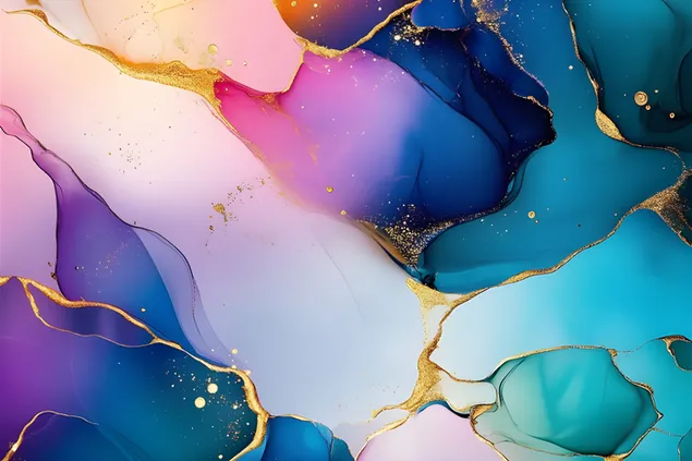 Harmoniska krāsu un zelta vēnu plūsma 2K fona tapete