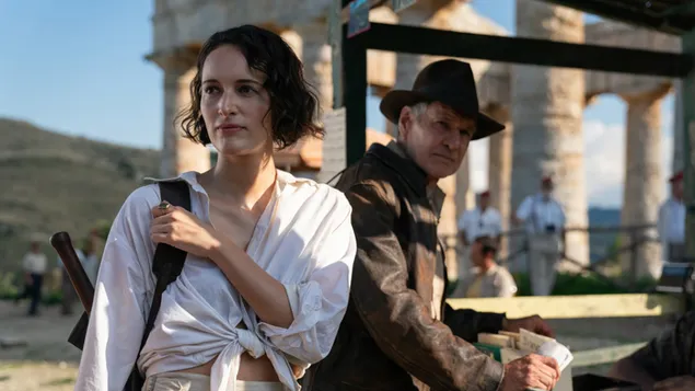 هریسون فورد و فیبی والر-بریج از ایندیانا جونز و شماره گیری سرنوشت کاغذدیواری  4K