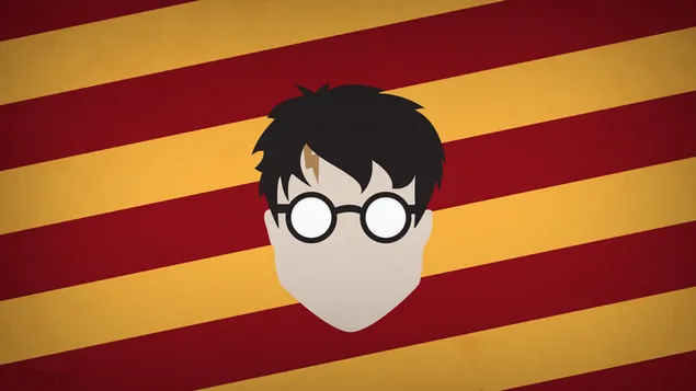 Harry Potter visible scar, no face in a red and yellow background