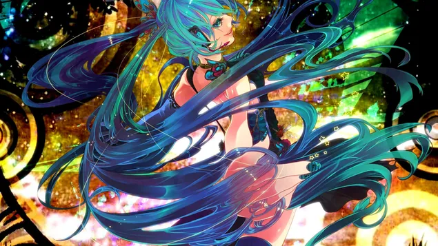 初音未來耳機藝術 2K 壁紙