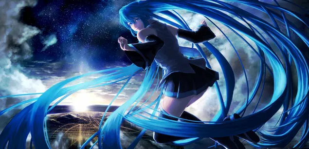 Hatsune Miku long blue hairs