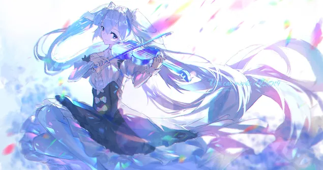 Hatsune Miku Playing Violin 2K wallpaper