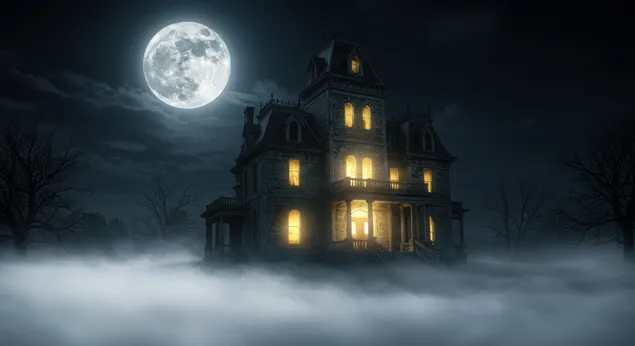 Lys fra det hjemsøgte palæ 4K baggrundsbillede