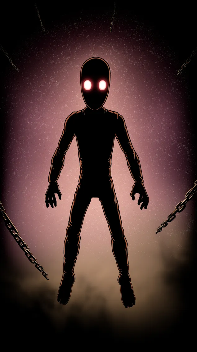 strasidelna tienova postava s jasnymi ocami a retazami, ilustracia stiahnut
