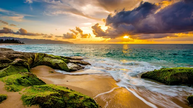 Hawaiianischer Sonnenuntergang 4K Hintergrundbild
