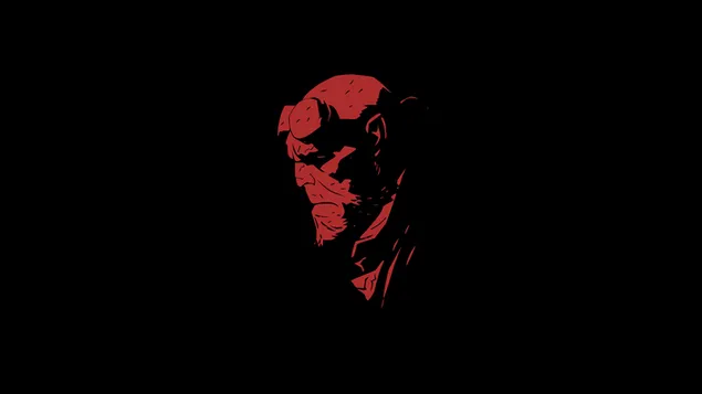Hellboy rojo y negro minimalista. 4K fondo de pantalla
