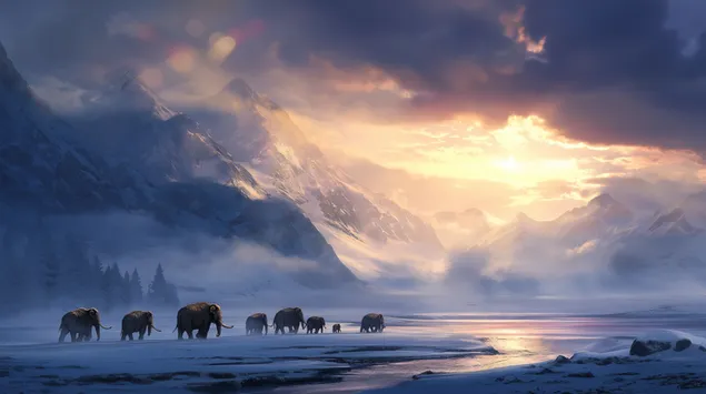 kopadi mamouth se ena oreino pagomeno topio lepse