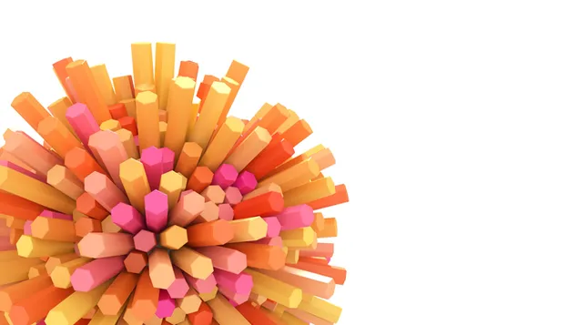 白色背景上的六角简笔画 4K 壁纸