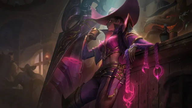 Aspecte cromàtic de quars rosa "Senna" de migdia alta - League of Legends (LOL) 8K fons de pantalla