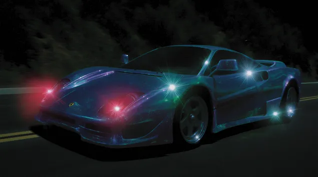 vysokovykonny automobil na dynamickej nocnej jazde stiahnut