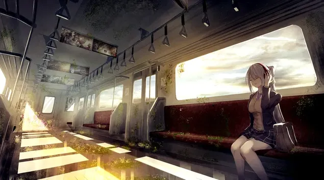 Higuchi kaede travelling in train 6K wallpaper