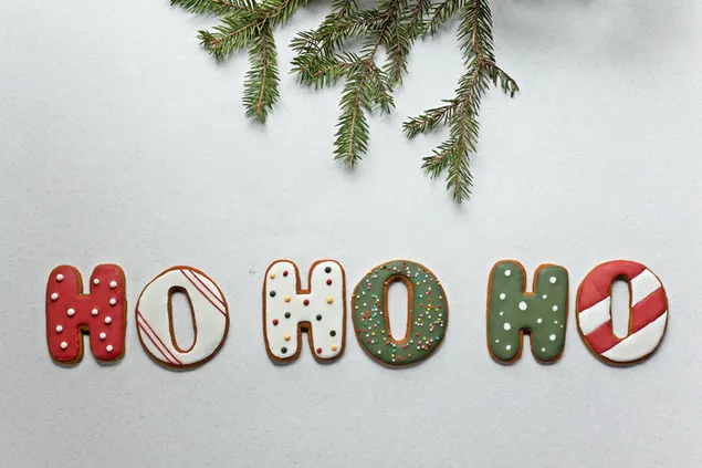 Hohoho cookies and a Pine tree branch 
