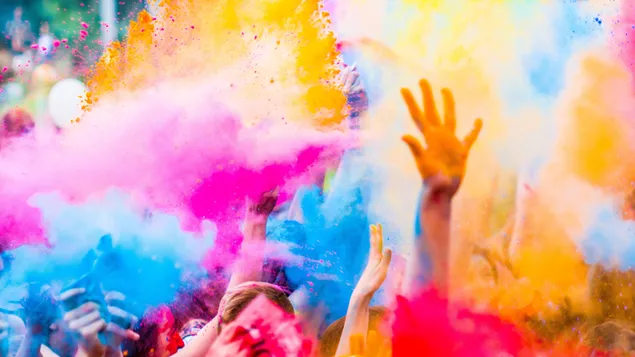 Holi festival farverige have sjove hænder 4K tapet