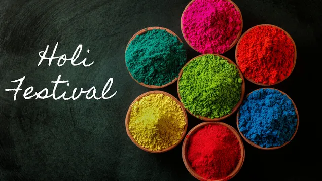 Holi Festival, Gulal in verschiedenen Farben