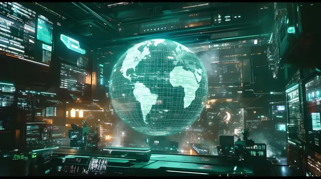 esfera holografica en una red de datos futurista descargar