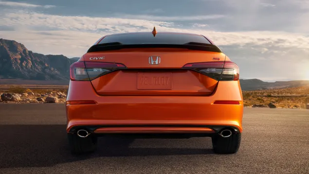 Honda Civic Si 2022 oranje kleur achteraanzicht