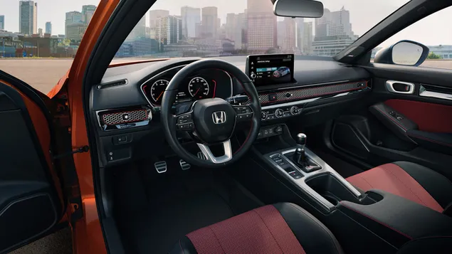 Honda Civic Si 2022 diseño interior color naranja