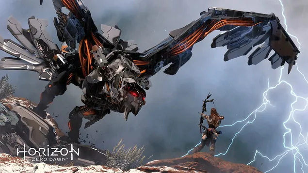 Horizon Zero Dawn (video game) - Battle with Giant Stormbird 4K wallpaper