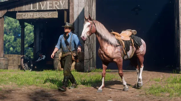 Páipéar balla Capall ar ais Red Dead Fuascailte4K