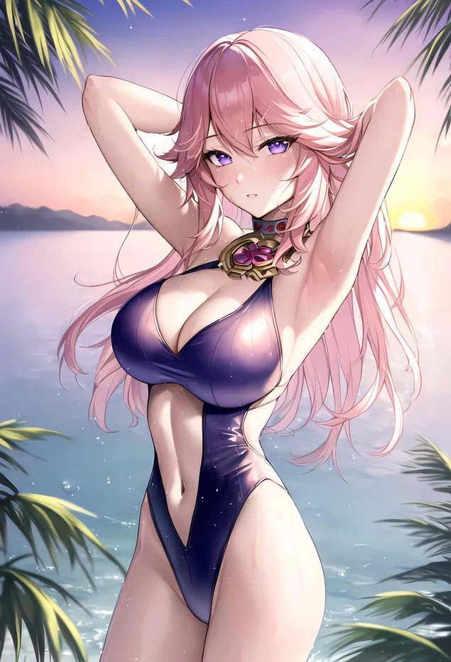 อะนิเมะสาวบิกินี่สุดฮอต Yae Miko | เก็นชิน อิมแพ็ค 4K วอลเปเปอร์