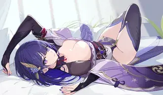 그녀의 침대 위에 누워 뜨거운 애니메이션 소녀 라이덴 | 간신 임팩트 2K 배경화면