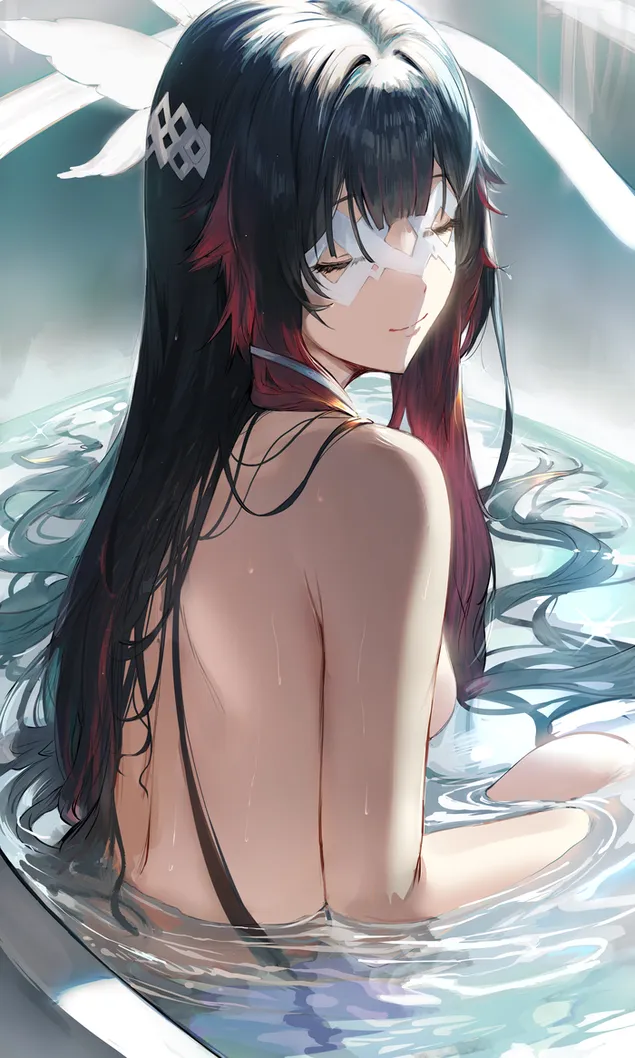 Hot anime girl relaxing while having bath | Genshin Impact  4K wallpaper