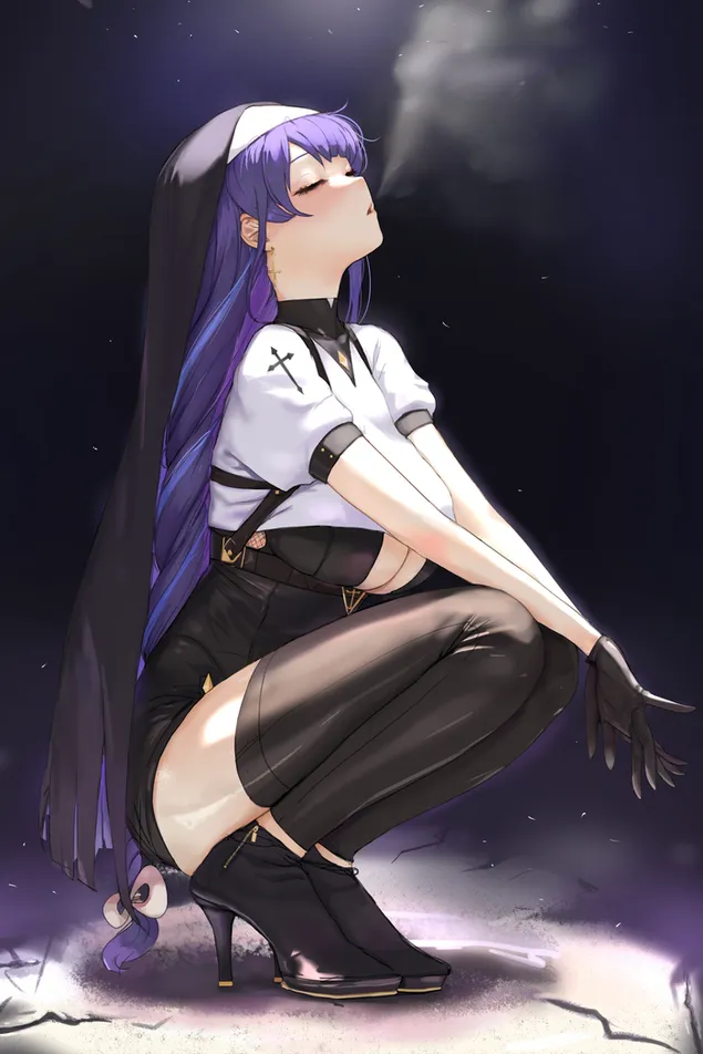 Hot anime girl & winter smoke | Genshin Impact 2K wallpaper