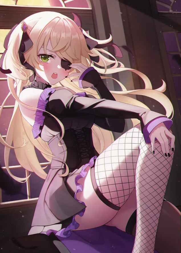 金色頭髮的熱動漫女孩| 甘信衝擊 2K 壁紙