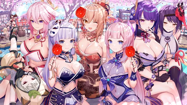 Heiße Anime-Girls von Ganshin Impact 2K Hintergrundbild