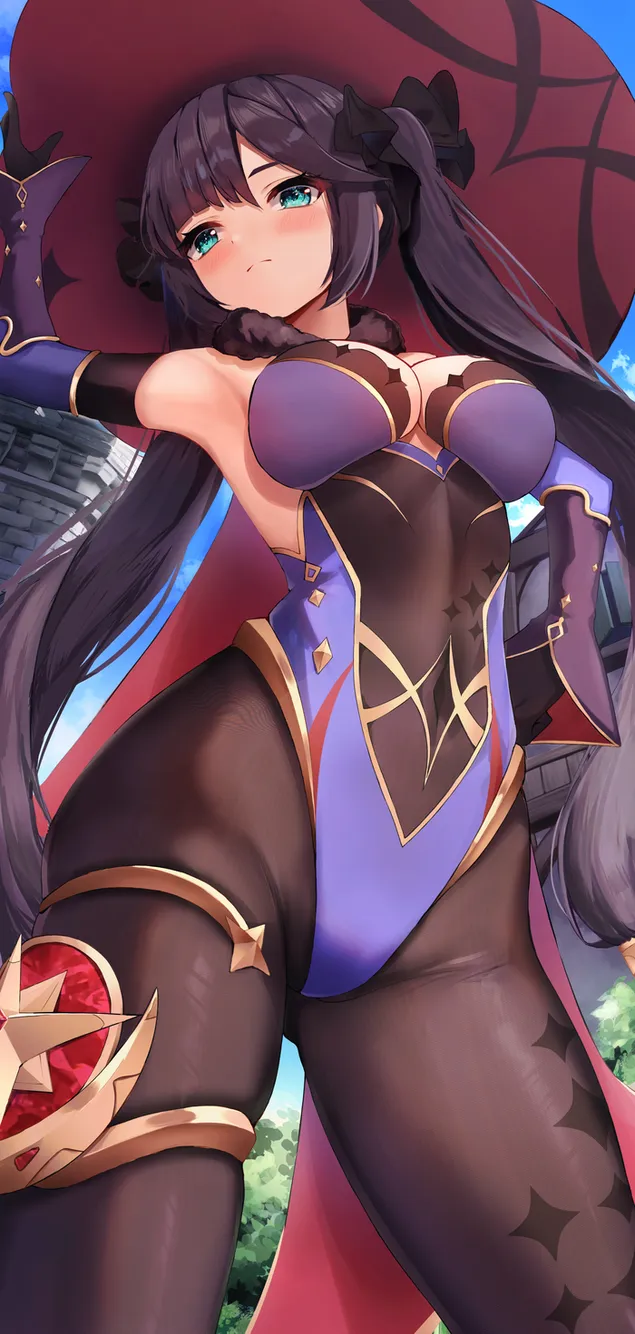 뜨거운 애니메이션 마녀 소녀 모나 예쁜 녹색 눈 | 간신 임팩트 2K 배경화면