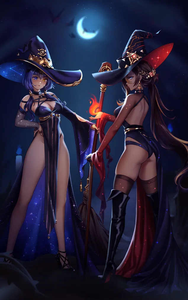 Vruće anime vještice | Genshin Impact 2K pozadina