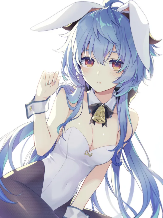 هوت اولا الشعر الازرق الطويل | تأثير جانشين 2K خلفية