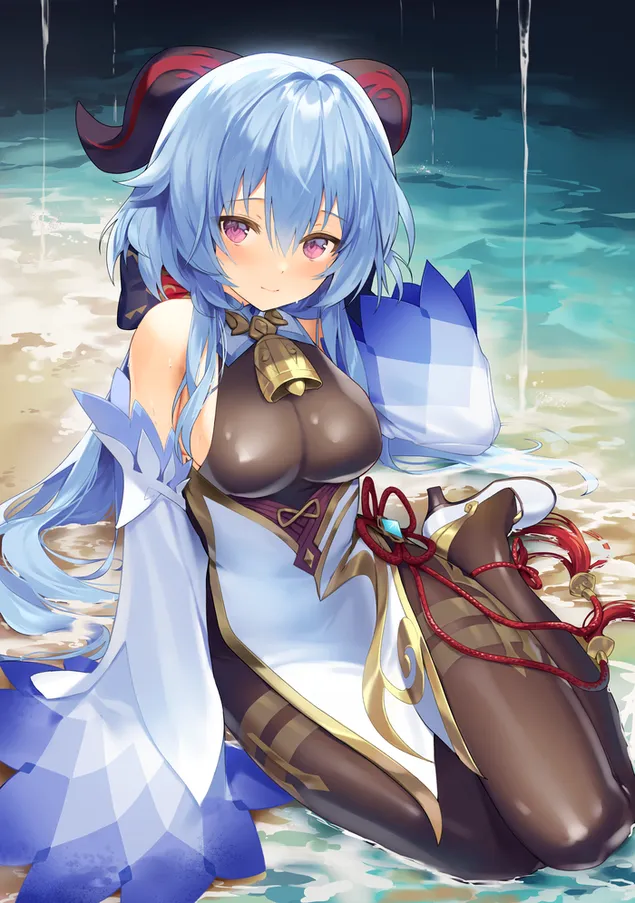 الفتاة الساخنة Ganyu تبحث لك بالبراءة | تأثير جانشين 4K خلفية