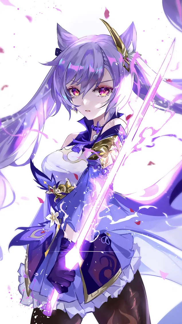 Tapeta Žhavá dívka Keqing | výkon elektropoliarm (Ganshin Impact) 2K