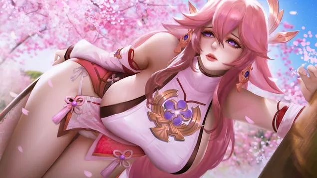 สาวฮอต Yae Miko (Genshin Impact) 4K วอลเปเปอร์