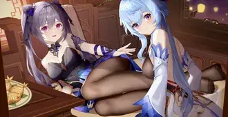 Gadis seksi Keqing & Ganyu bersama | Dampak Ganshin 8K wallpaper