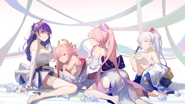 الفتيات الساخنة أصدقاء Yea Miko | تأثير جانشين 4K خلفية