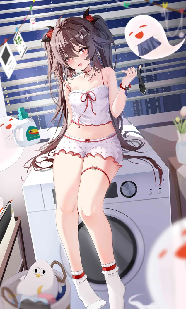 הו טאו לוהטת מכבסת את בגדיה | השפעת גנשין 4K טפט