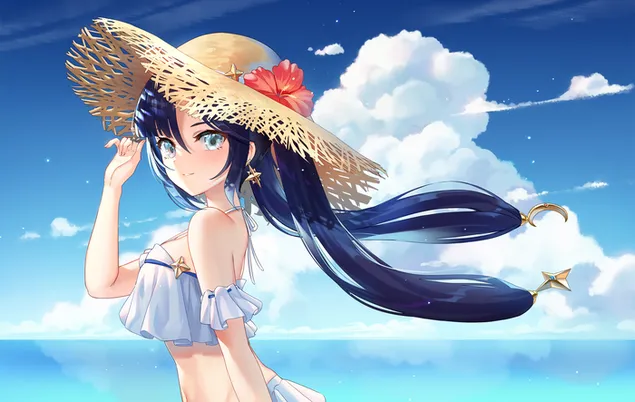 قبعة منى الصيفية الحارة | تأثير جينشين 2K خلفية