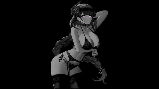 โชกุน Raiden สุดฮอตและพื้นหลังสีเข้ม | เก็นชิน อิมแพ็ค HD วอลเปเปอร์