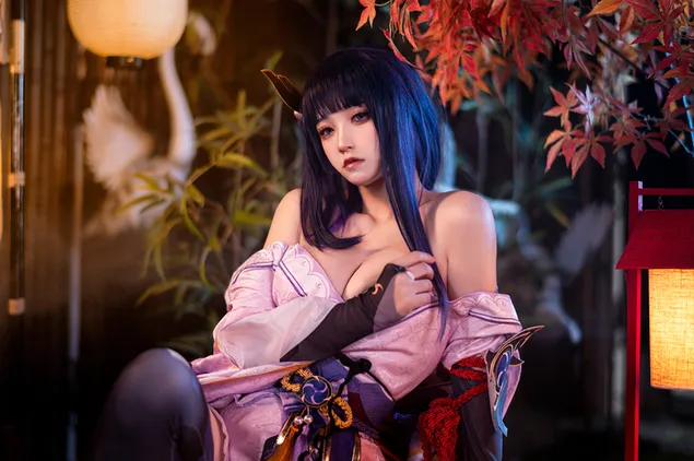 Hot Raiden Shogun cosplay real woman | Genshin Impact  4K wallpaper