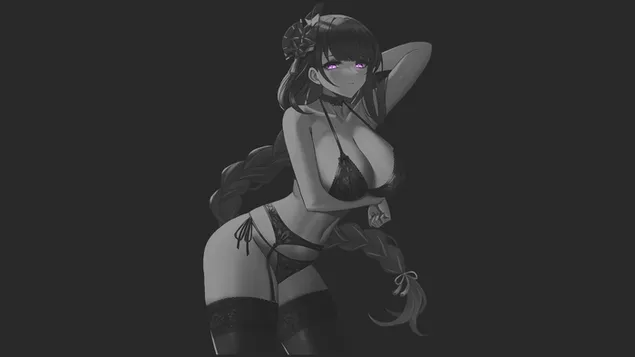 โชกุน Raiden สุดฮอต & พื้นหลังสีเข้ม | เก็นชิน อิมแพ็ค HD วอลเปเปอร์