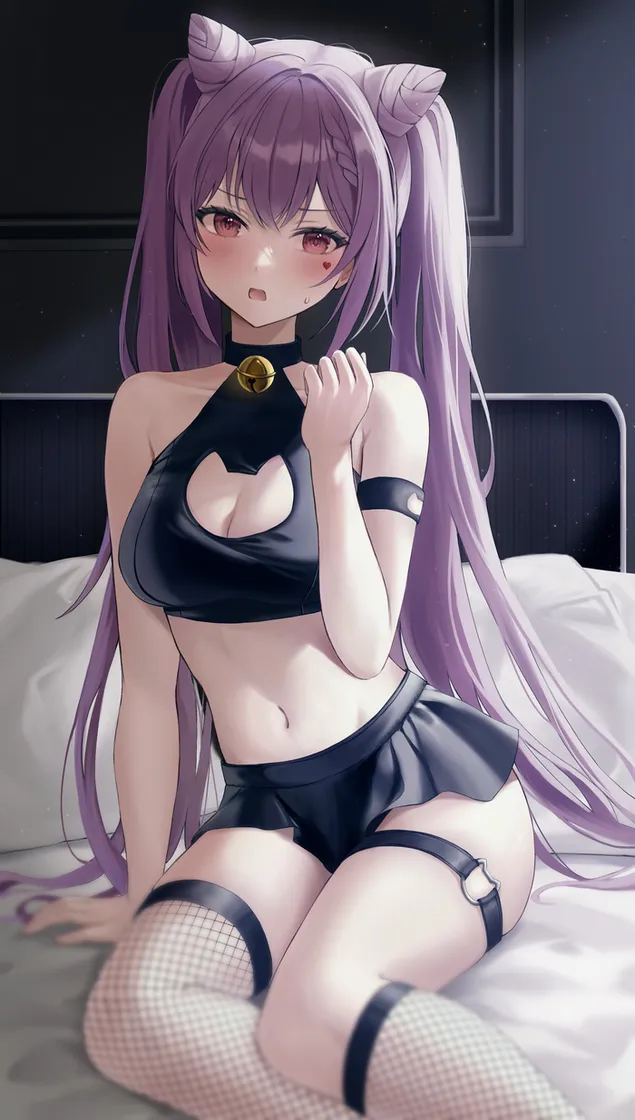 Hot shy girl Keqing black dress | Genshin Impact HD wallpaper