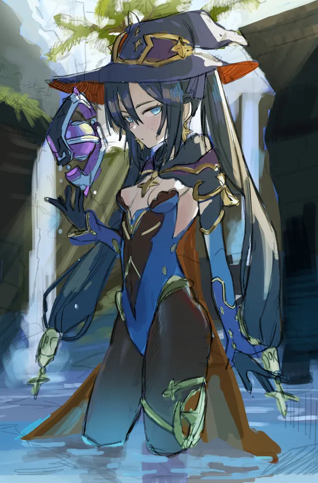 Páipéar balla Cailleach te Mona péinteáil | Tionchar Genshin2K