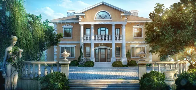 House front view 2K wallpaper