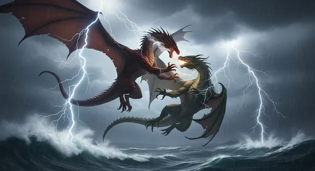 Ozadje namizja House of Dragon Epic Thunderstorm Dragon Battle 4K ozadje