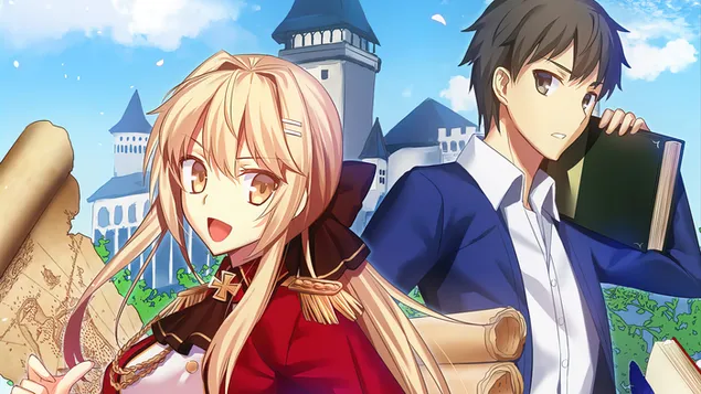 현실주의 영웅이 왕국을 재건하는 방법 : Liscia Elfrieden & Kazuya Souma 4K 배경화면