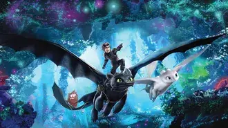 Tapeta Scéna z animovaného filmu Jak vycvičit draka 8K