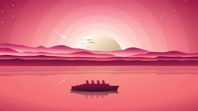 湖の芸術的なピンクの夕日のwiew ダウンロード